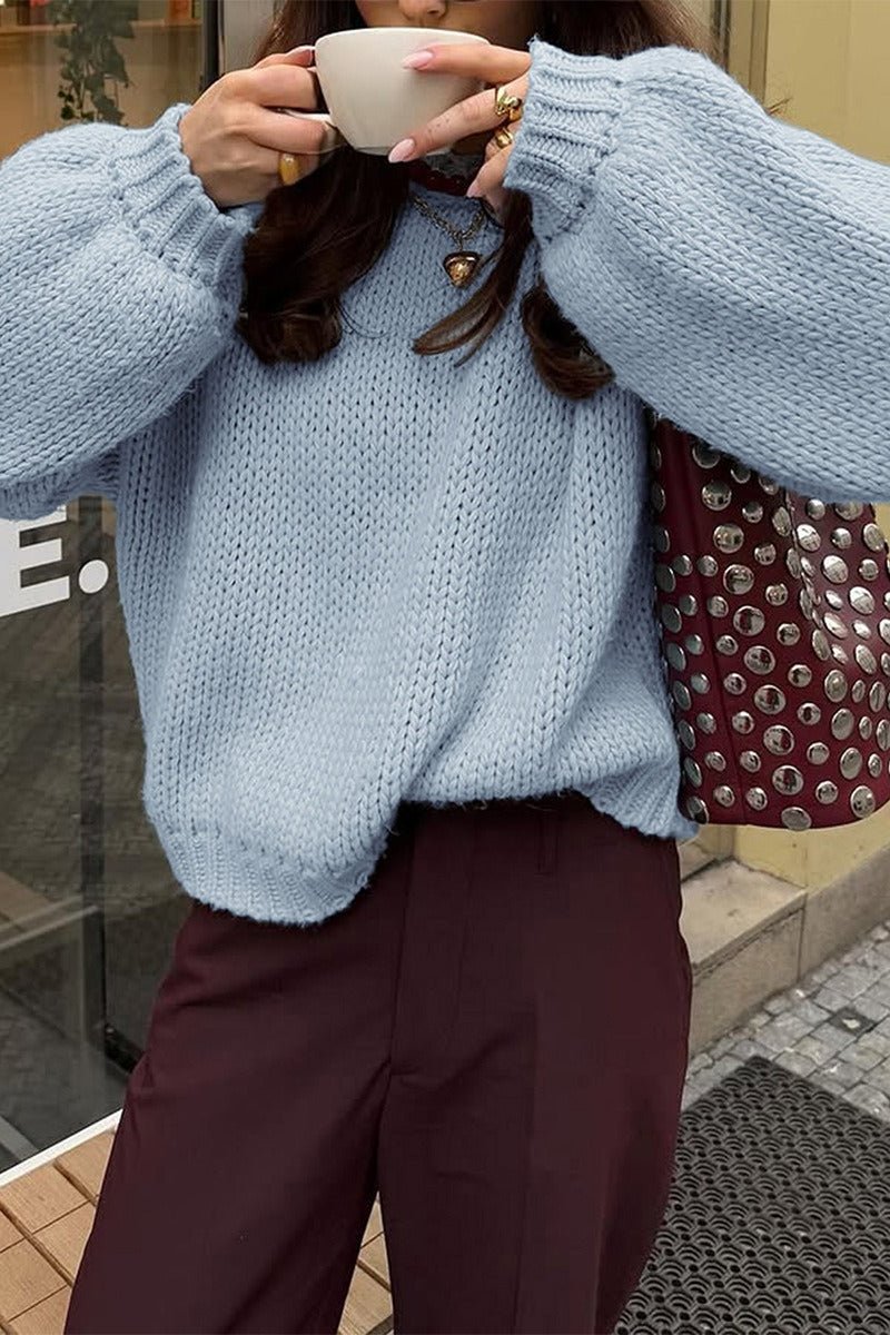SOERA Janella Loose Knit Sweater - Sweaters & Cardigans - hN1774532669743873479 Blue L