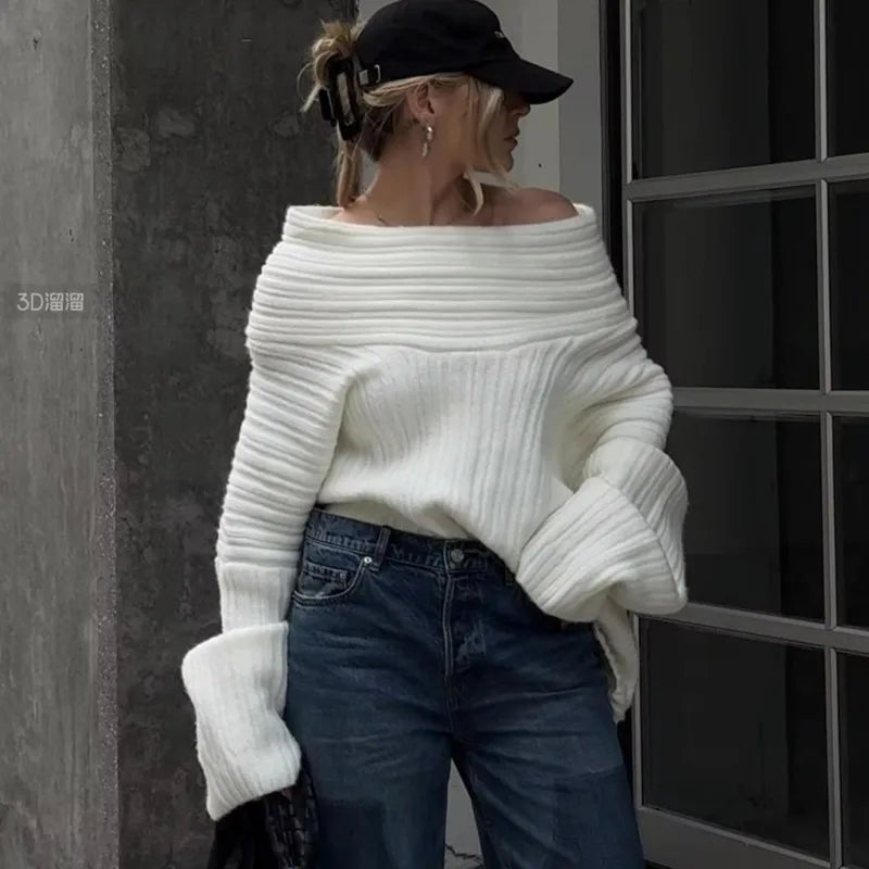 SOERA Maya Off-Shoulder Knit Sweater - Sweaters & Cardigans - Wj1762772375814596479 Gray One Size