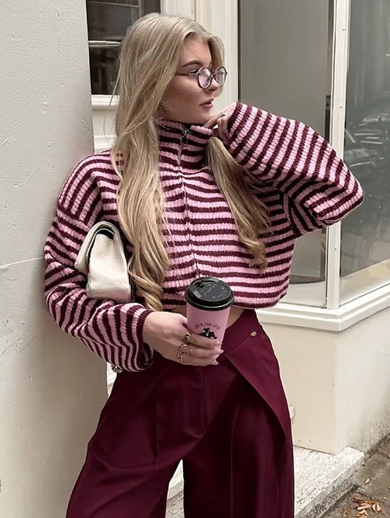 SOERA Simona Knit Zip Sweater - Sweaters & Cardigans - 1005009362328605-;Jx1775063642839341900 Red S