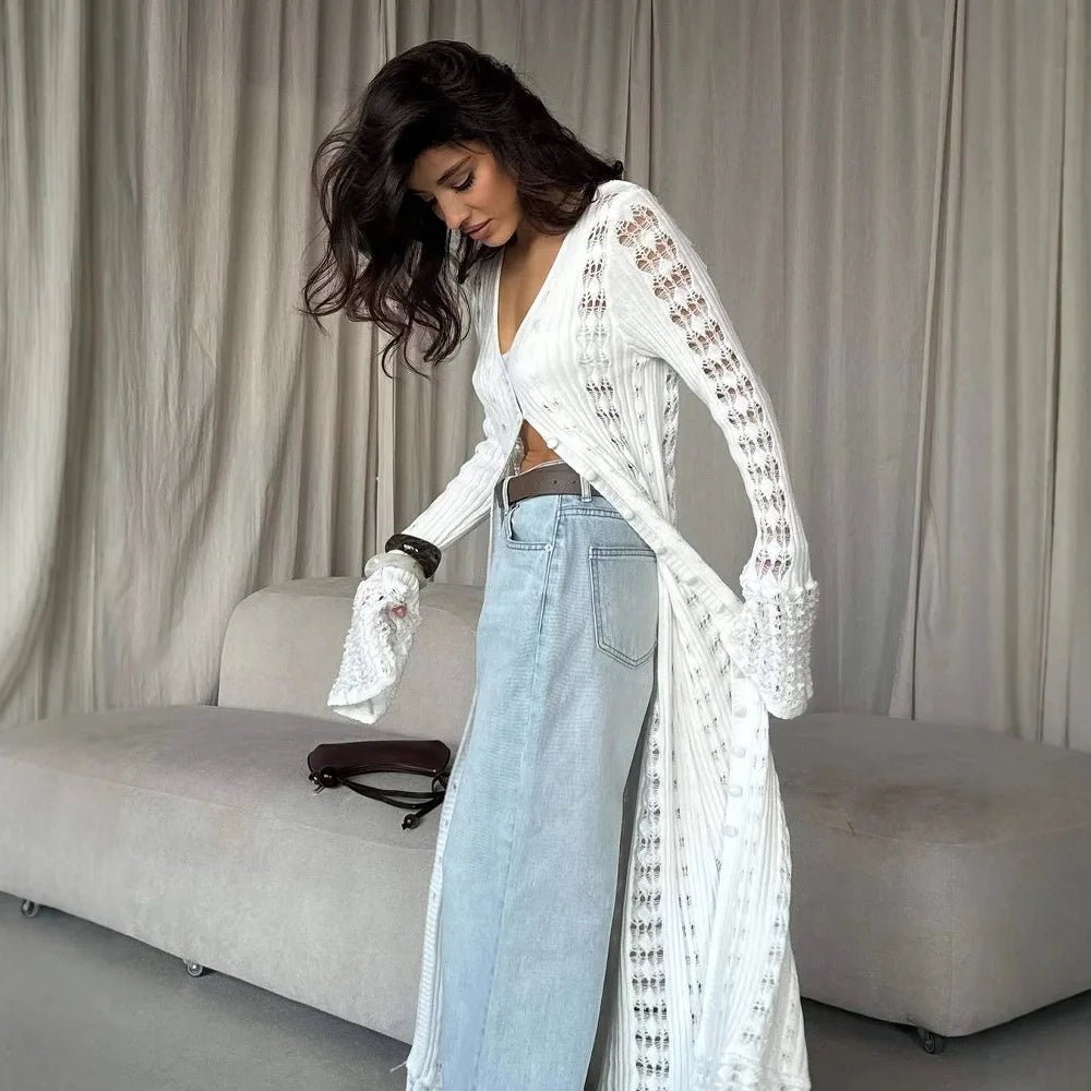 SOERA Whitney Hollow Knitted Cardigan - Sweaters & Cardigans -  White S