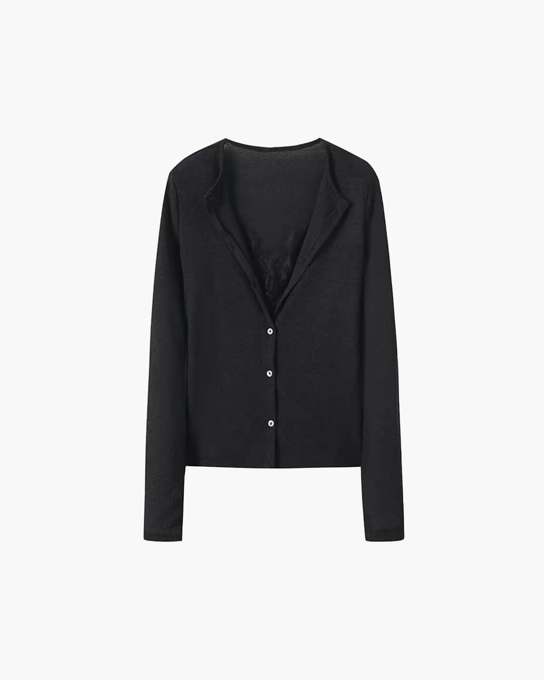 SOERA Ada Paneled Lace Trim Top - Tops -  Black L