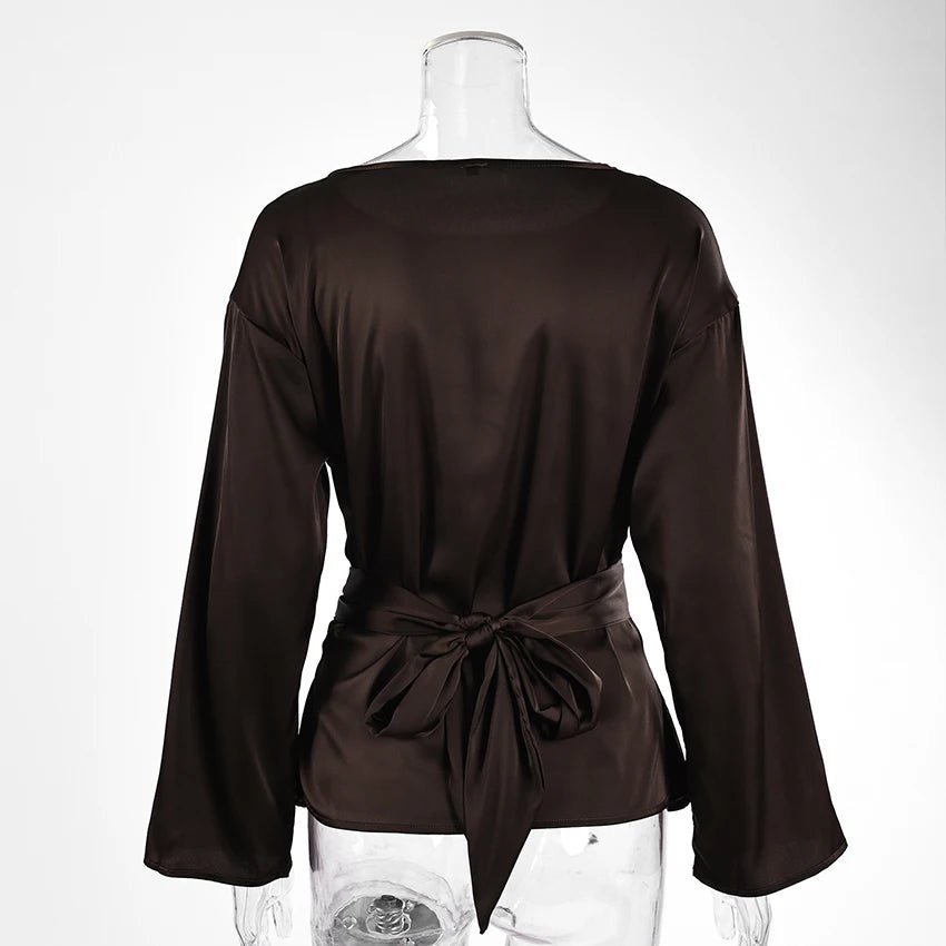 SOERA Aubrey Tie Back Satin Blouse - Tops - yW1774532669740403371 L