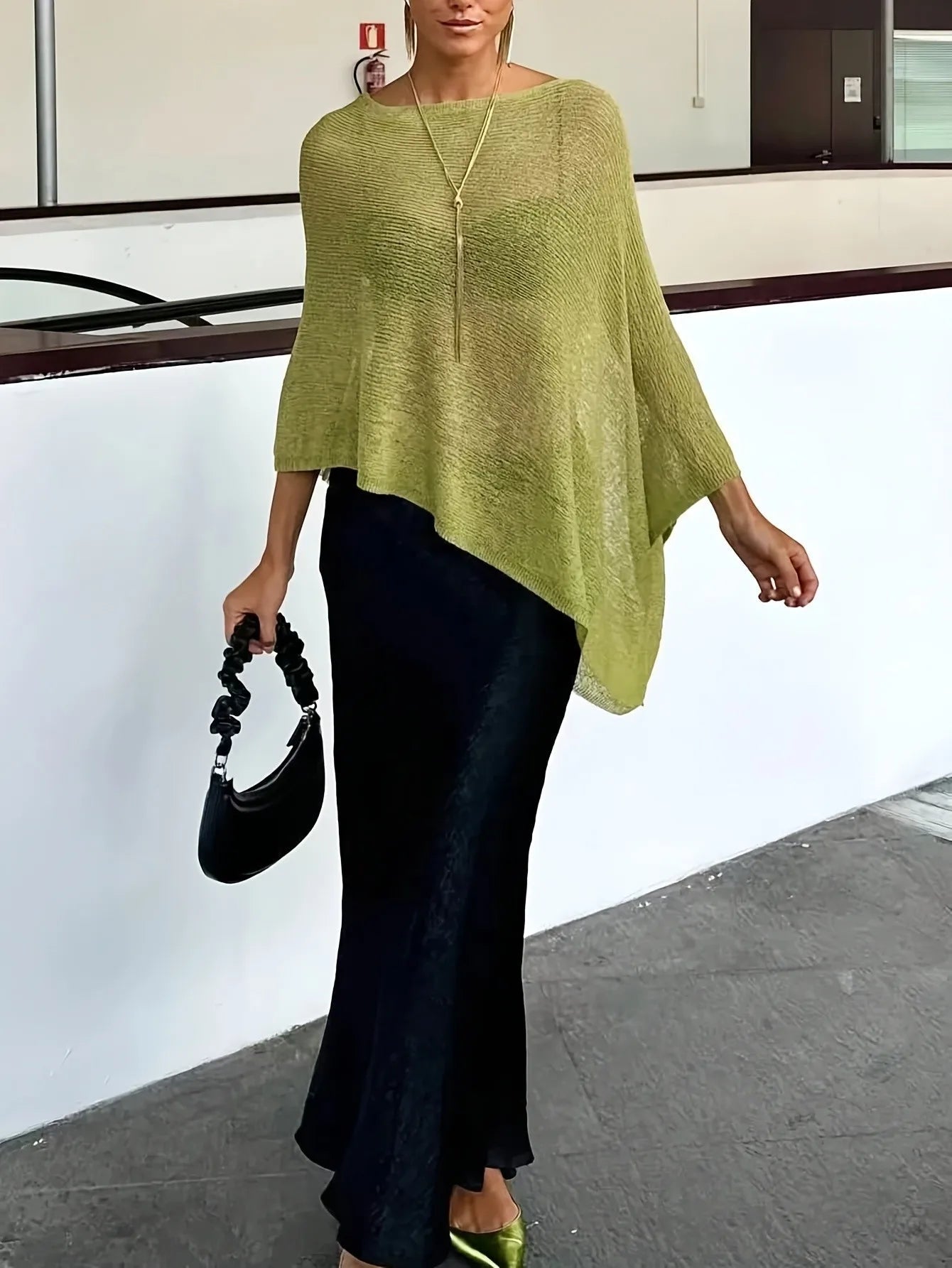 SOERA Celeste Batwing Knitted Shawl Top - Tops -  Olive S