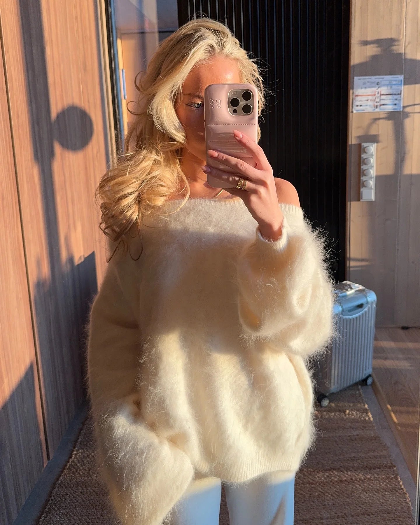 SOERA Meryl Off - Shoulder Mohair Sweater - Tops - 1005009710618849-;EI1762946091562926232 White S