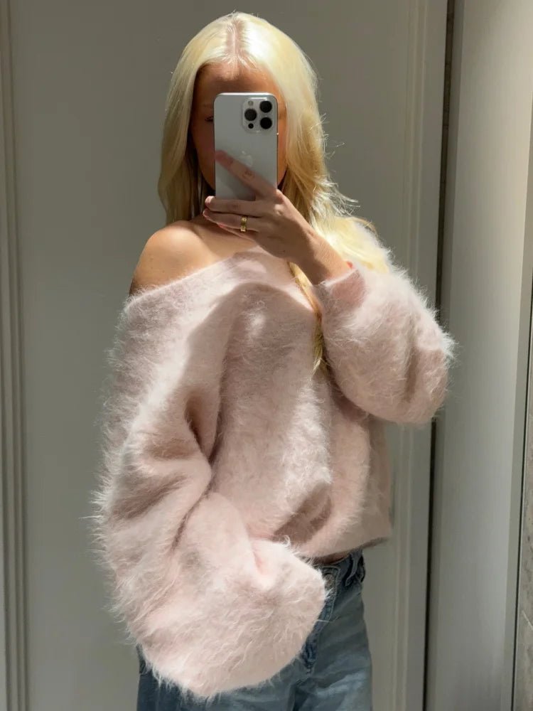 SOERA Meryl Off-Shoulder Mohair Sweater - Tops - 1005009710618849-;EI1762946091562926232 White S