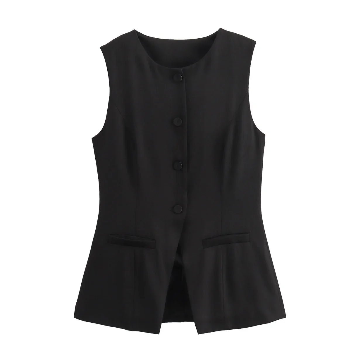 SOERA Priya Button-Up Vest Top - Vest -  Black XS