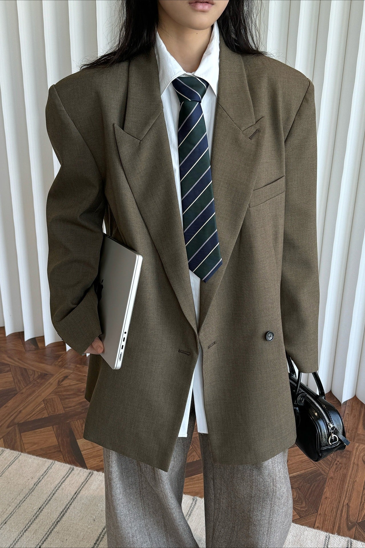 SOERA Akira Structured Shoulder Blazer - Women's Blazers - dO1770383550826294887 Khaki S